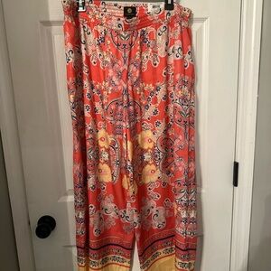 JM Collection Red and Blue Paisley Pants